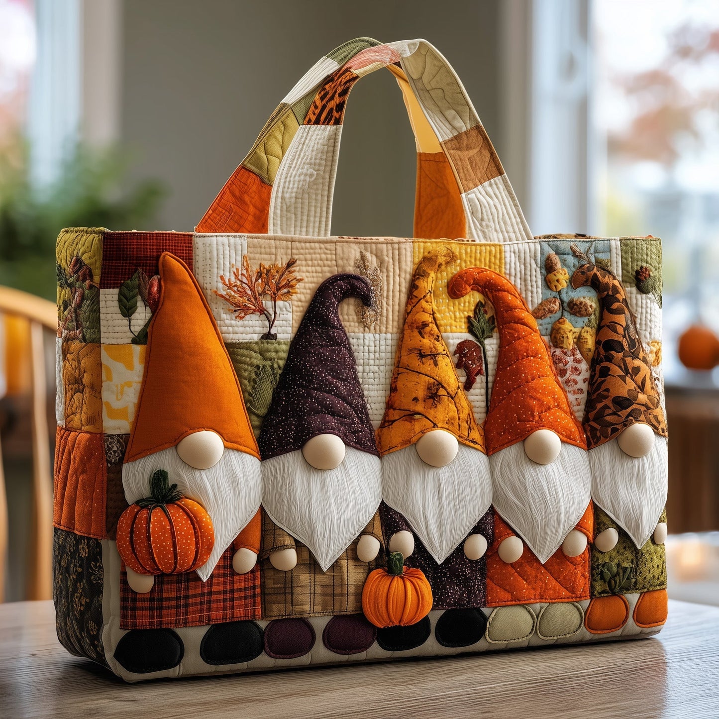 Everyday Autumn Gnomes Quilted Tote