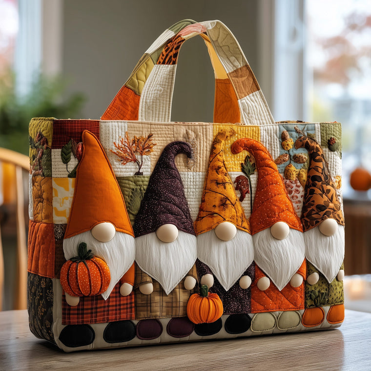 Everyday Autumn Gnomes Quilted Tote