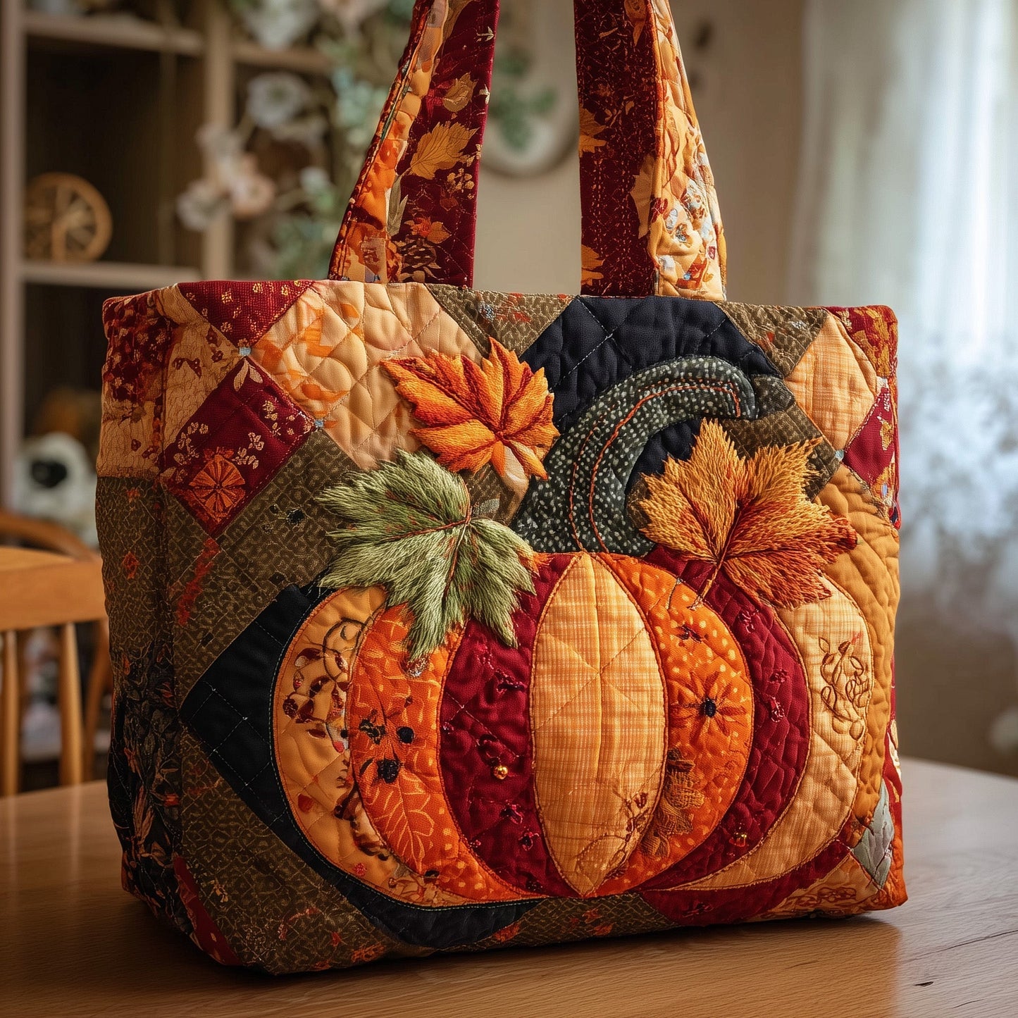 Everyday Pumpkin Charm Quilted Tote