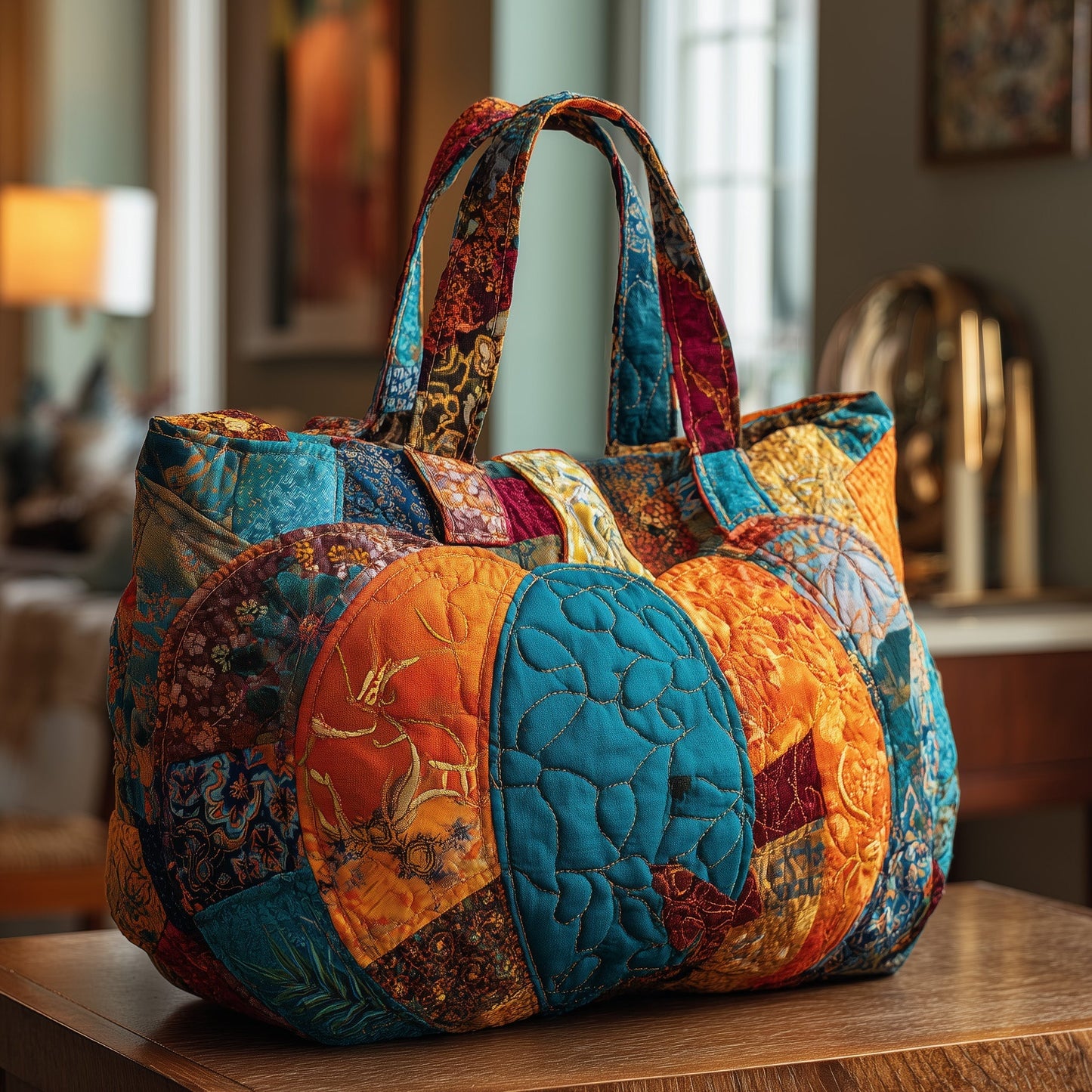 Everyday Patchwork Pumpkin Quilted Tote