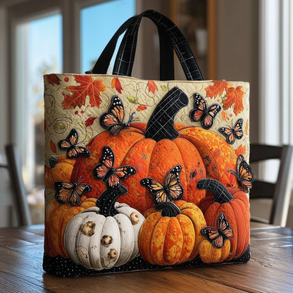 Everyday Pumpkins Butterflies Quilted Tote