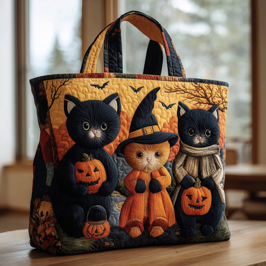 Black Cats Halloween Quilted Tote