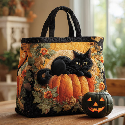 Black Cat Pumpkin Autumn Tote Bag