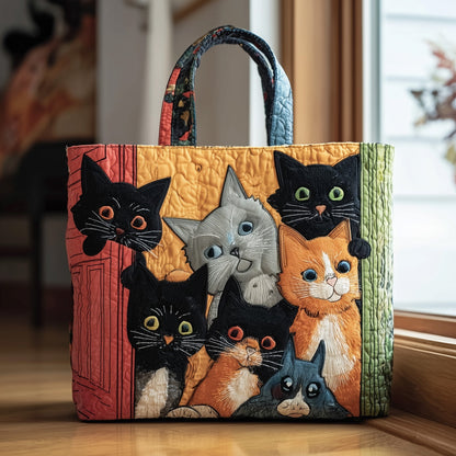 The Peeking Cats Quilted Tote