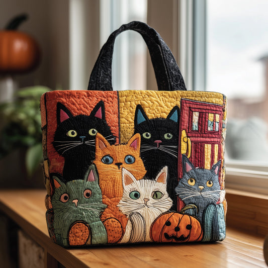 Playful Cats Halloween Quilted Tote