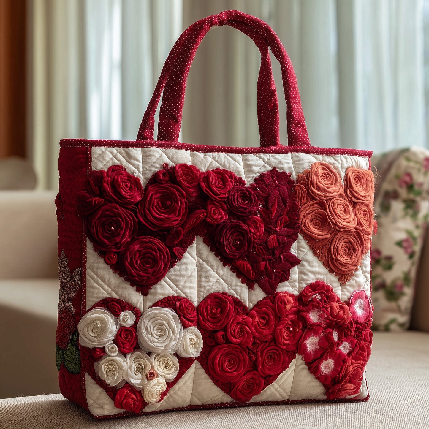 Everyday Heart Roses Quilted Tote