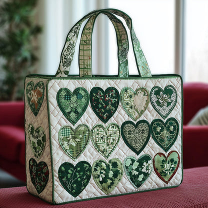 Everyday Green Heart Quilted Tote