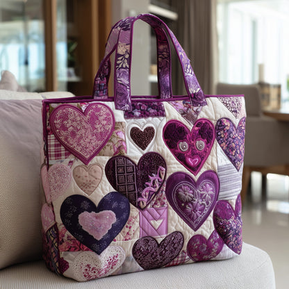 Everyday Purple Hearts Quilted Tote