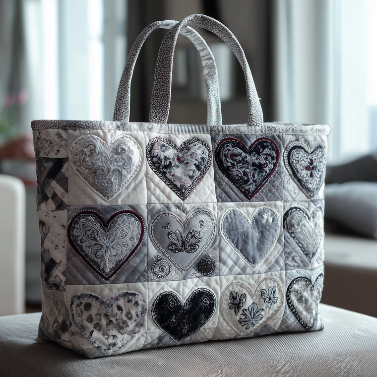 Everyday Monochrome Hearts Tote Bag