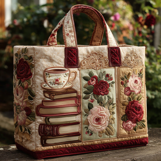 The Vintage Book Garden Quilted Tote