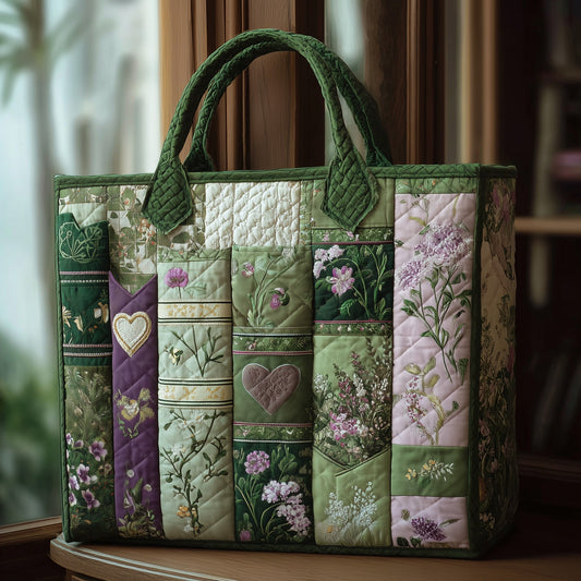 Book Patchwork Floral Quilted Tote