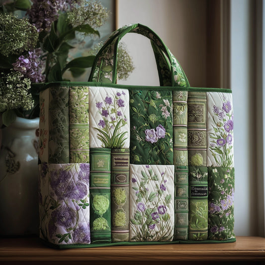 Vintage Books Florals Quilted Tote
