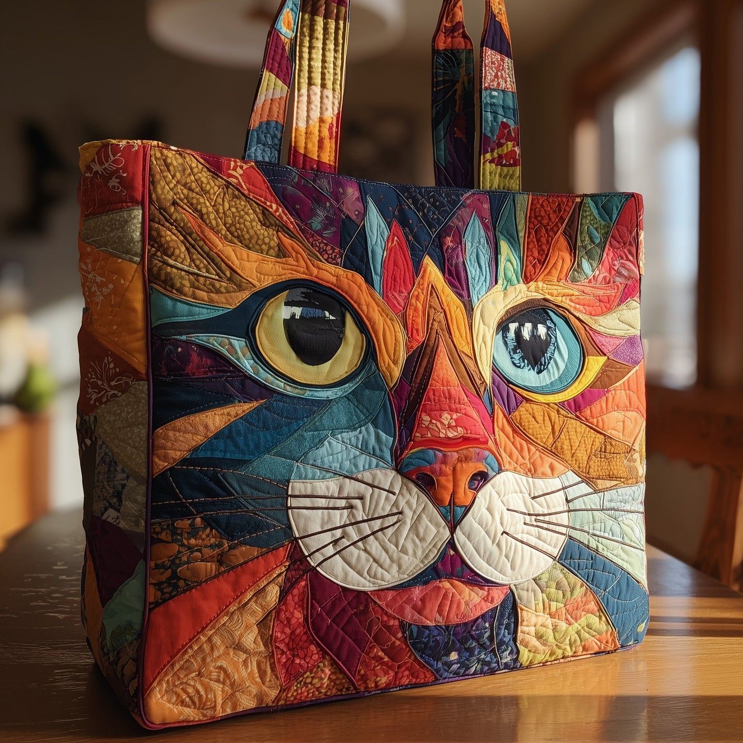 Everyday Patchwork Cat Quilted Tote
