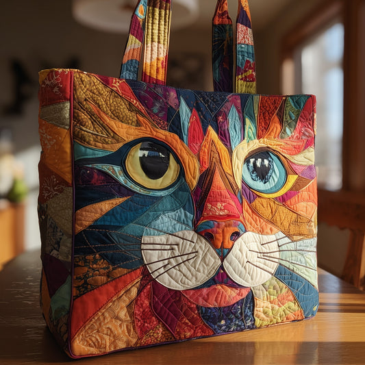 Everyday Patchwork Cat Quilted Tote