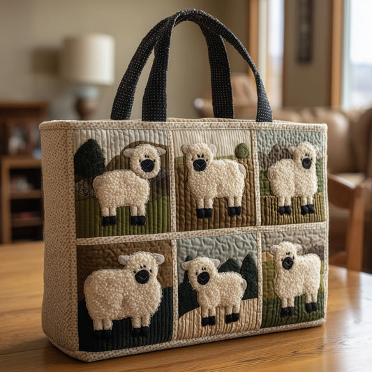 Sheep Animal Patchwork Quilted Tote
