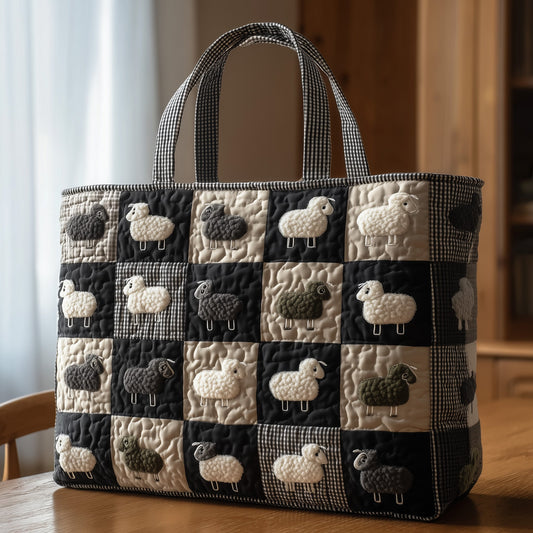 Woolly Sheep Patchwork Quilted Tote