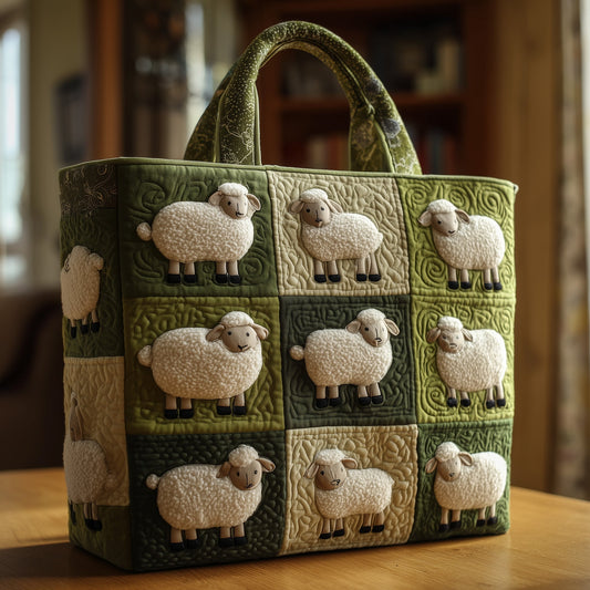 Sheep Applique Patchwork Quilted Tote