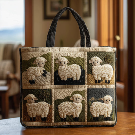 Everyday Cheerful Sheep Quilted Tote