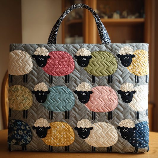 Everyday Whimsical Sheep Quilted Tote