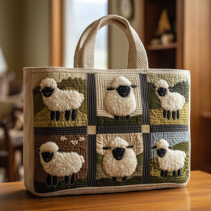 Sheep Applique Farm Animals Quilted Tote