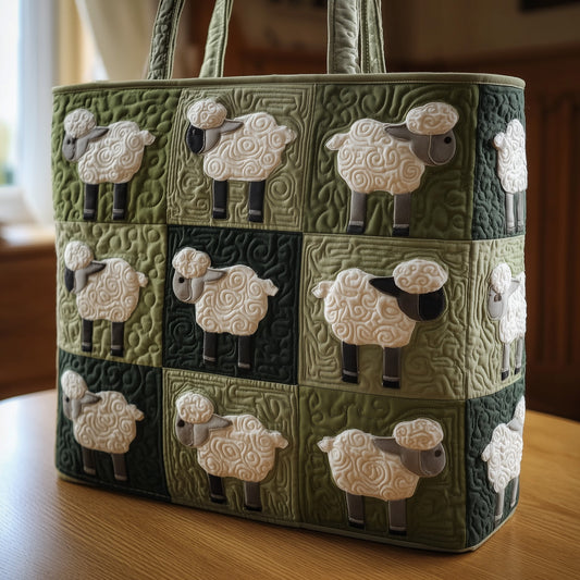 Everyday Sheep Applique Quilted Tote