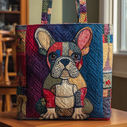 The Festive Frenchie Quilted Tote