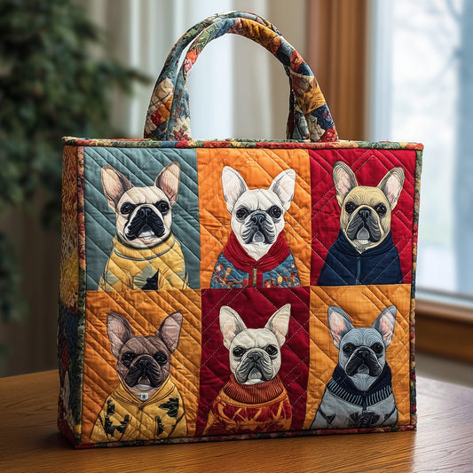 The Festive French Bulldog Quilted Tote 5549