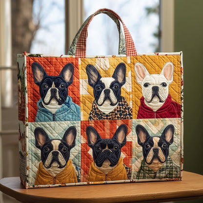 French Bulldogs Portrait Quilted Tote