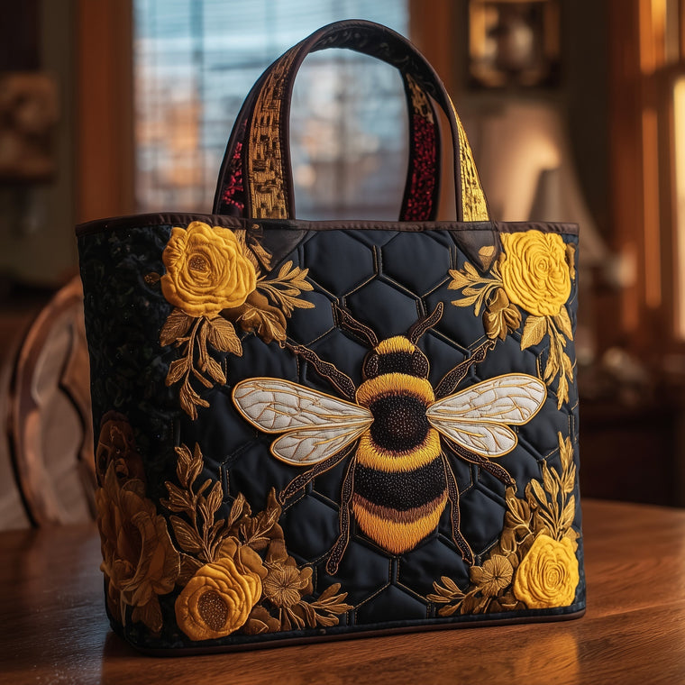 Bumble Bee Embroidery Tote Bag