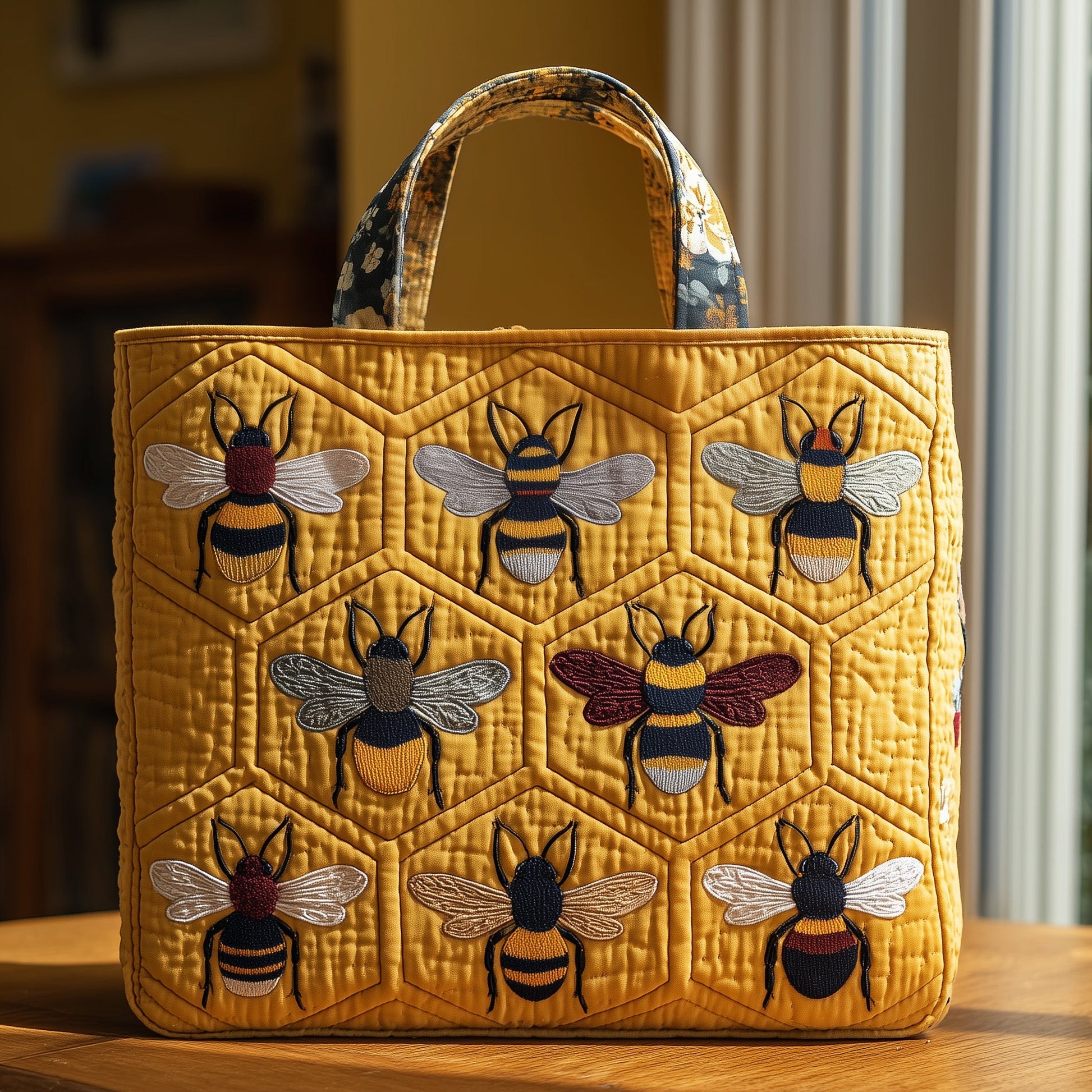 The Honeycomb Bee Quilted Tote