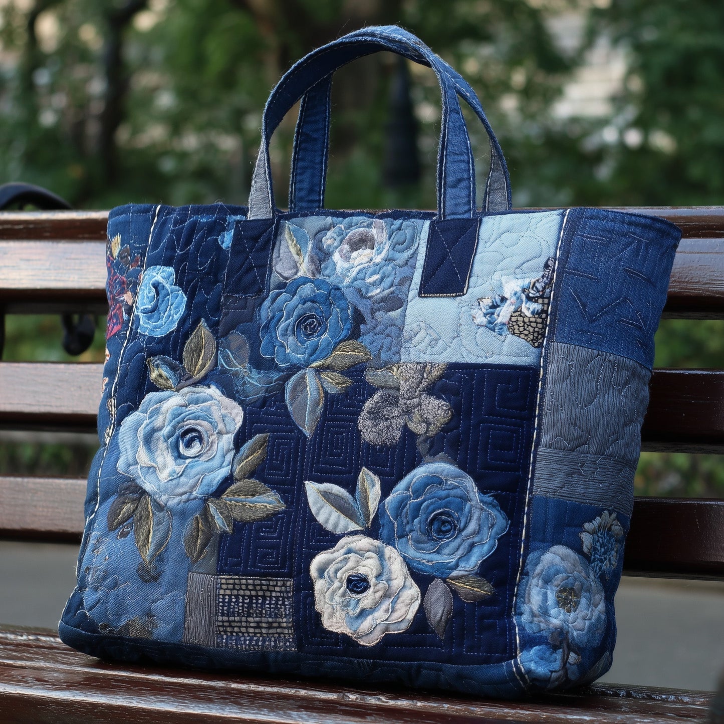 The Blue Rose Quilted Tote