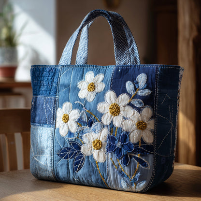 Daisy Flower Patchwork Quilted Tote