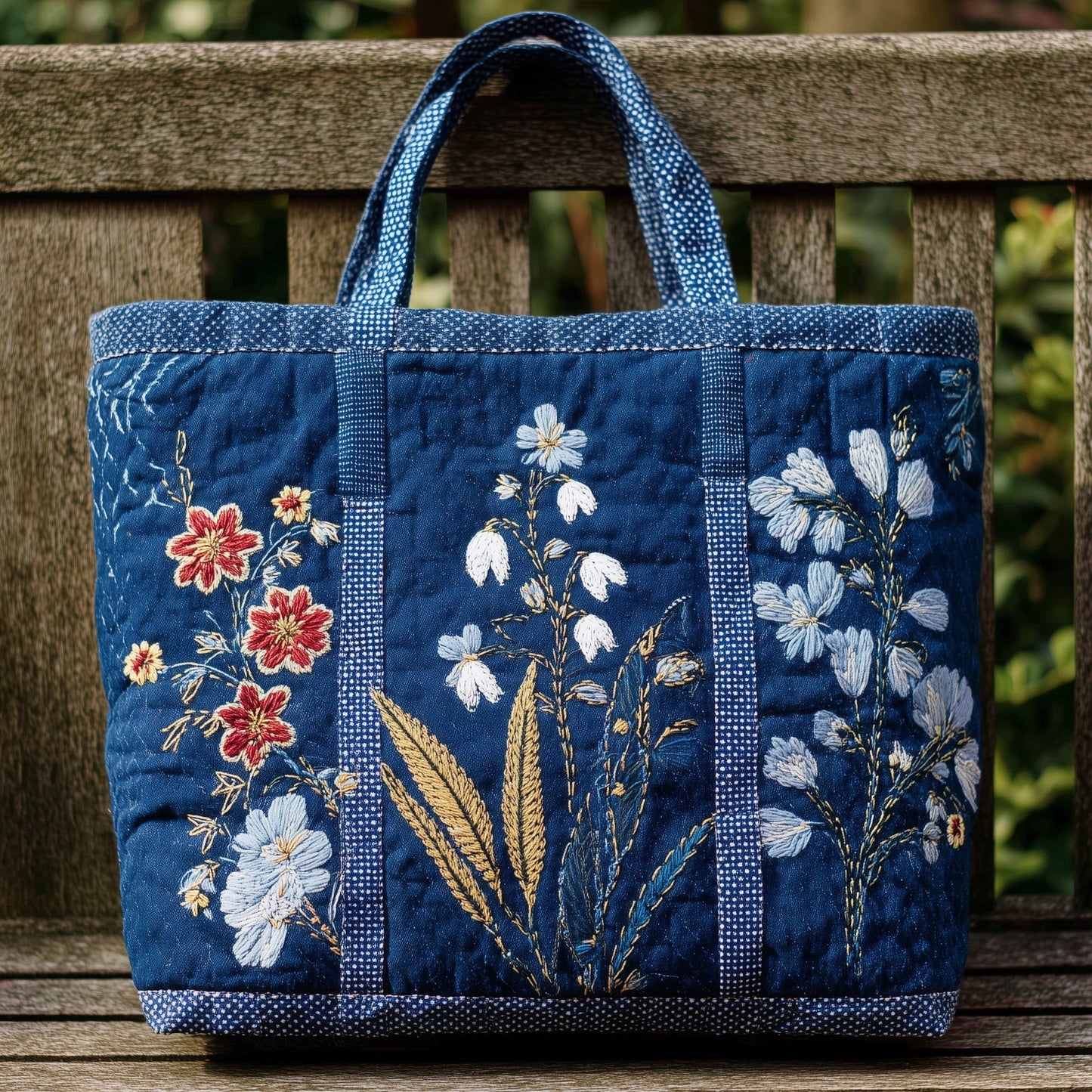 Everyday Embroidered Wildflowers Tote Bag