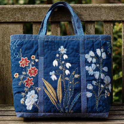 Everyday Embroidered Wildflowers Tote Bag