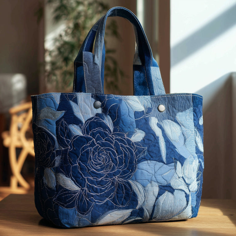Everyday Blue Floral Quilted Tote