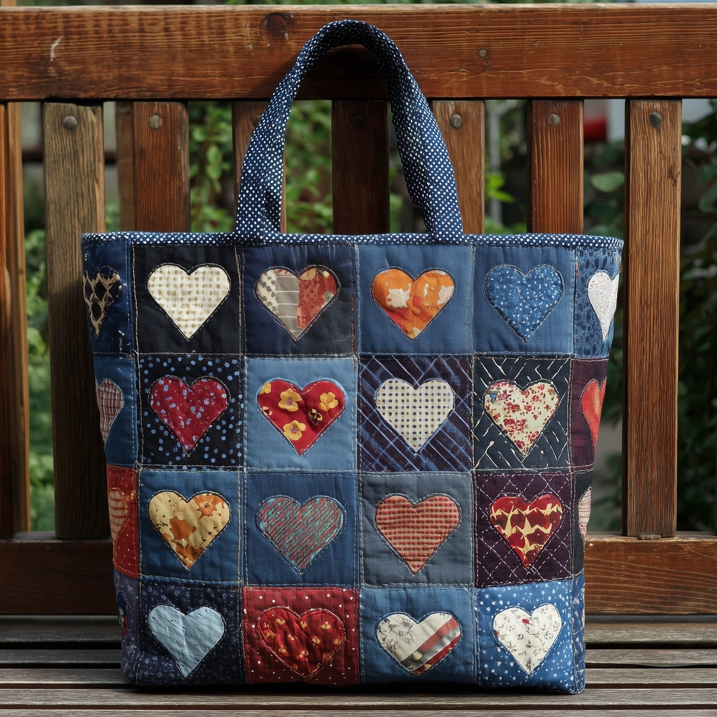 Everyday Patchwork Hearts Quilted Tote