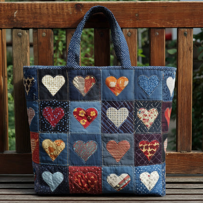 Everyday Patchwork Hearts Quilted Tote