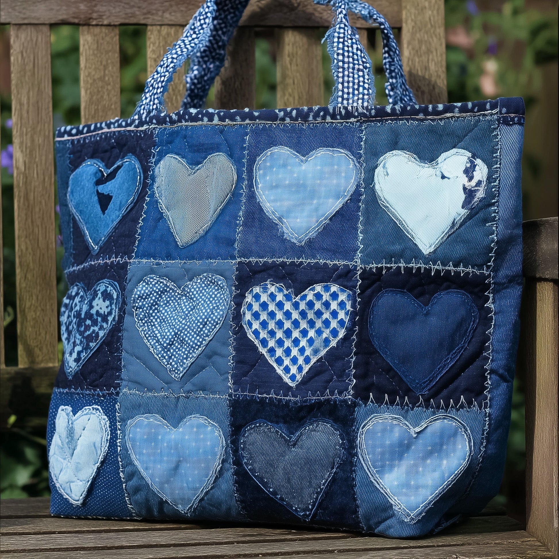 Everyday Patchwork Hearts Tote Bag