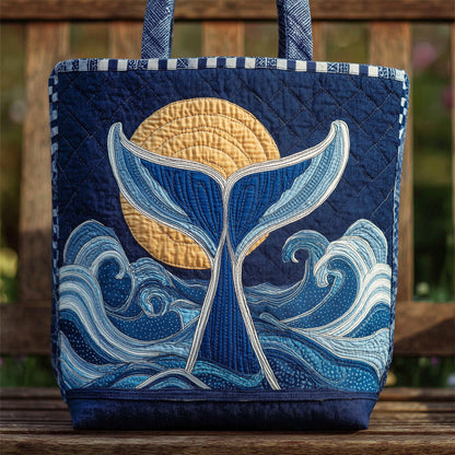 The Ocean Blue Whale Quilted Tote