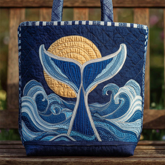 The Ocean Blue Whale Quilted Tote