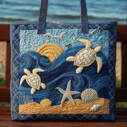 Sea Turtles Waves Quilted Tote