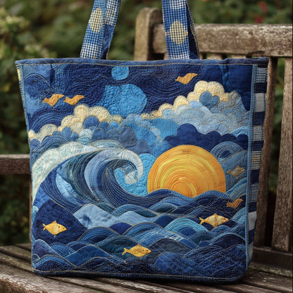 Ocean Waves Sun Quilted Tote