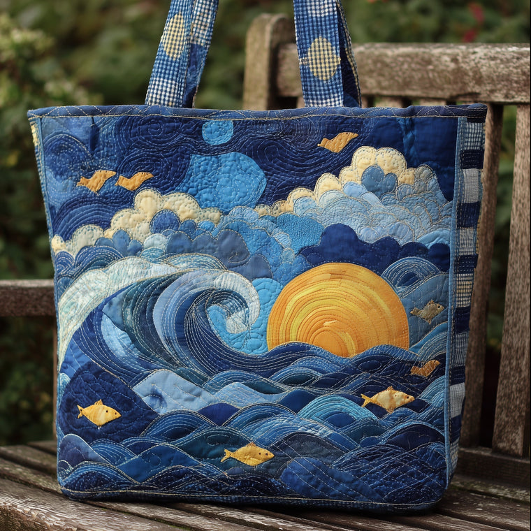 Ocean Waves Sun Quilted Tote