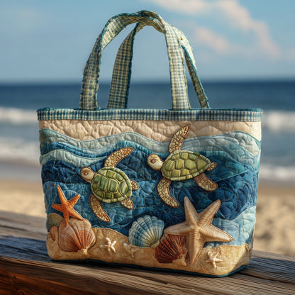 Sea Turtles Shells Quilted Tote