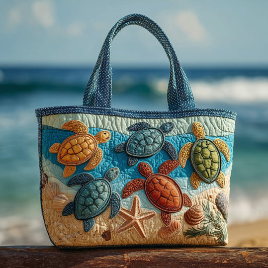 Turtles Ocean Motif Quilted Tote