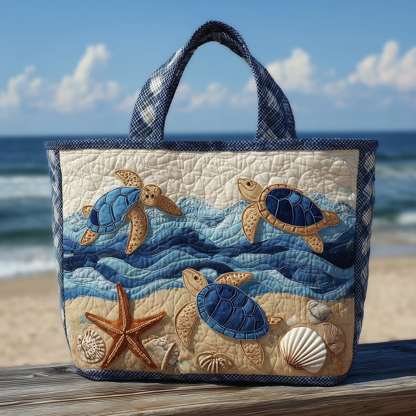 Everyday Serene Shells Quilted Tote