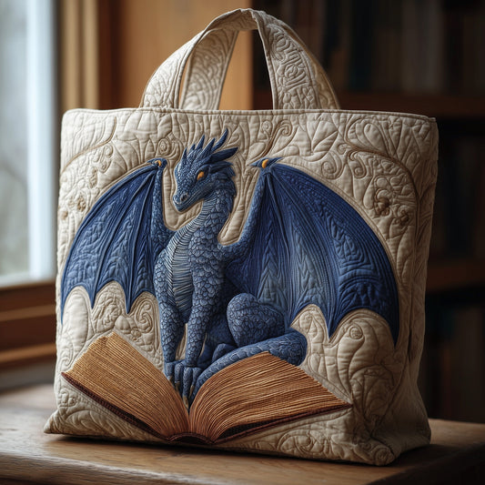 Blue Dragon Open Book Quilted Tote