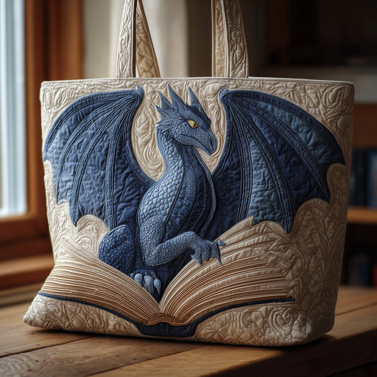 Blue Dragon Book Quilted Tote