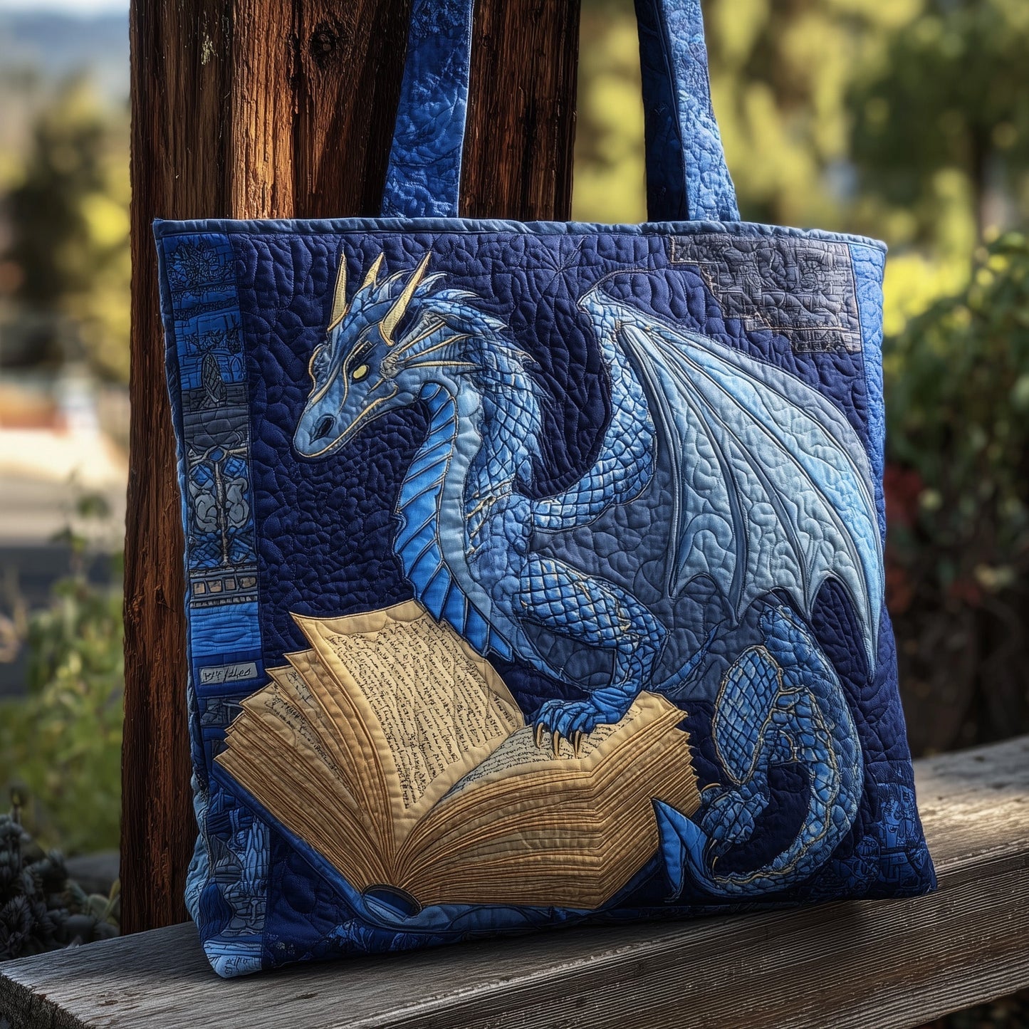 The Bookworm Dragon Quilted Tote 5736