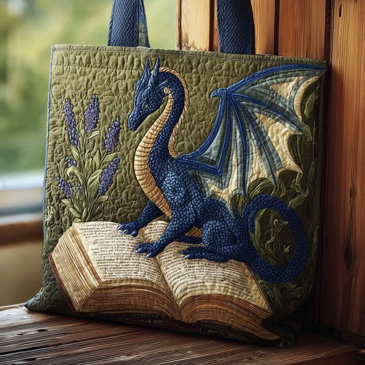 Rustic Bookish Dragon Quilted Tote